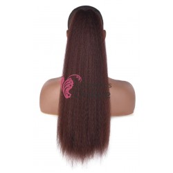 Extensie de par coada Afro Kinky tip Mesa cu elastic Castaniu Mediu de 65 cm YK888-33#